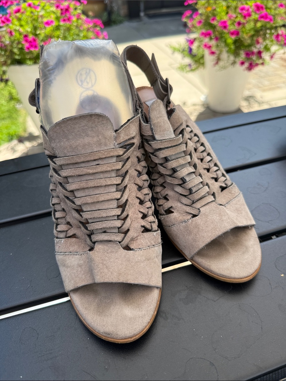 Steve Madden Taupe Woven Suede Open-Toe Sandals